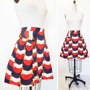 Milly of New York Womens Husky Skirt Total Geo Pattern Gathered Flare Cotton 6